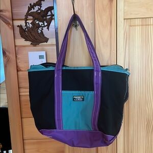 L.L. Bean Women's Tote Bag EUC - Black, Teal, and Purple